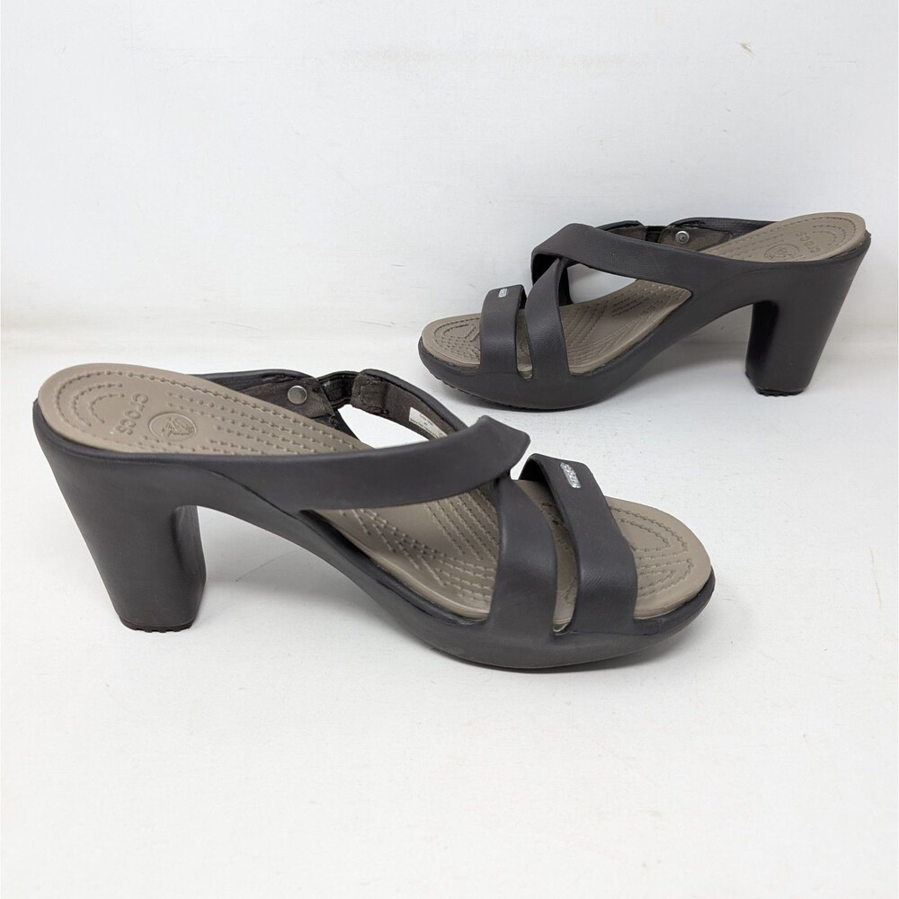 Crocs Womens Size 9 Cyprus IV Sandal Heel Brown Slip On Open Toe Strappy Shoes